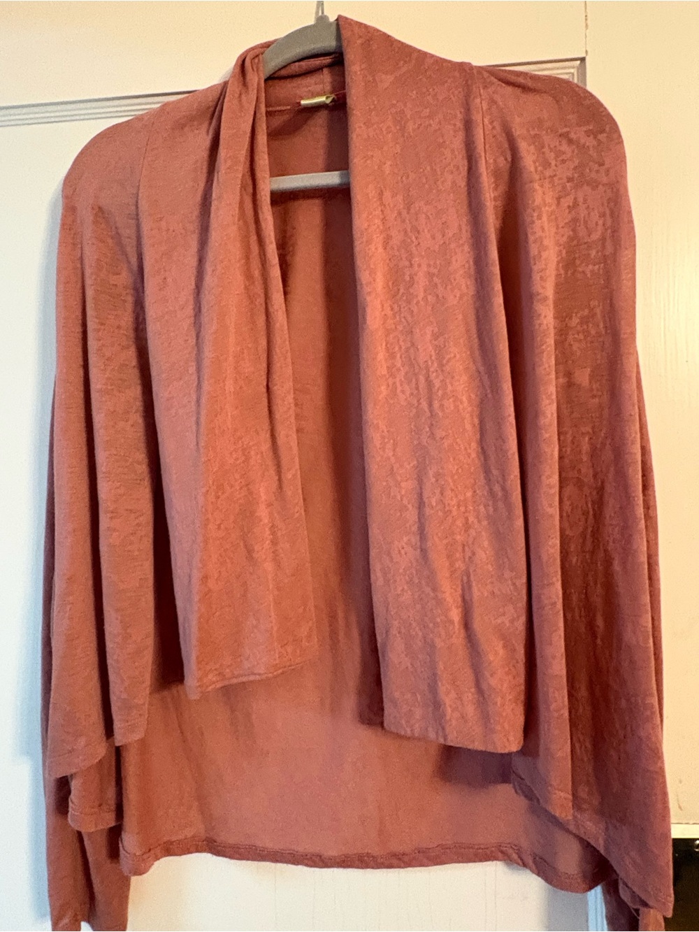 DownEast Open Front Draped Cardigan in Dusty Rose